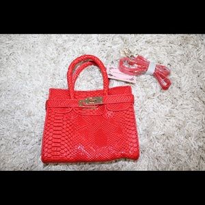 Chloe K Python Victoria Bag - Red